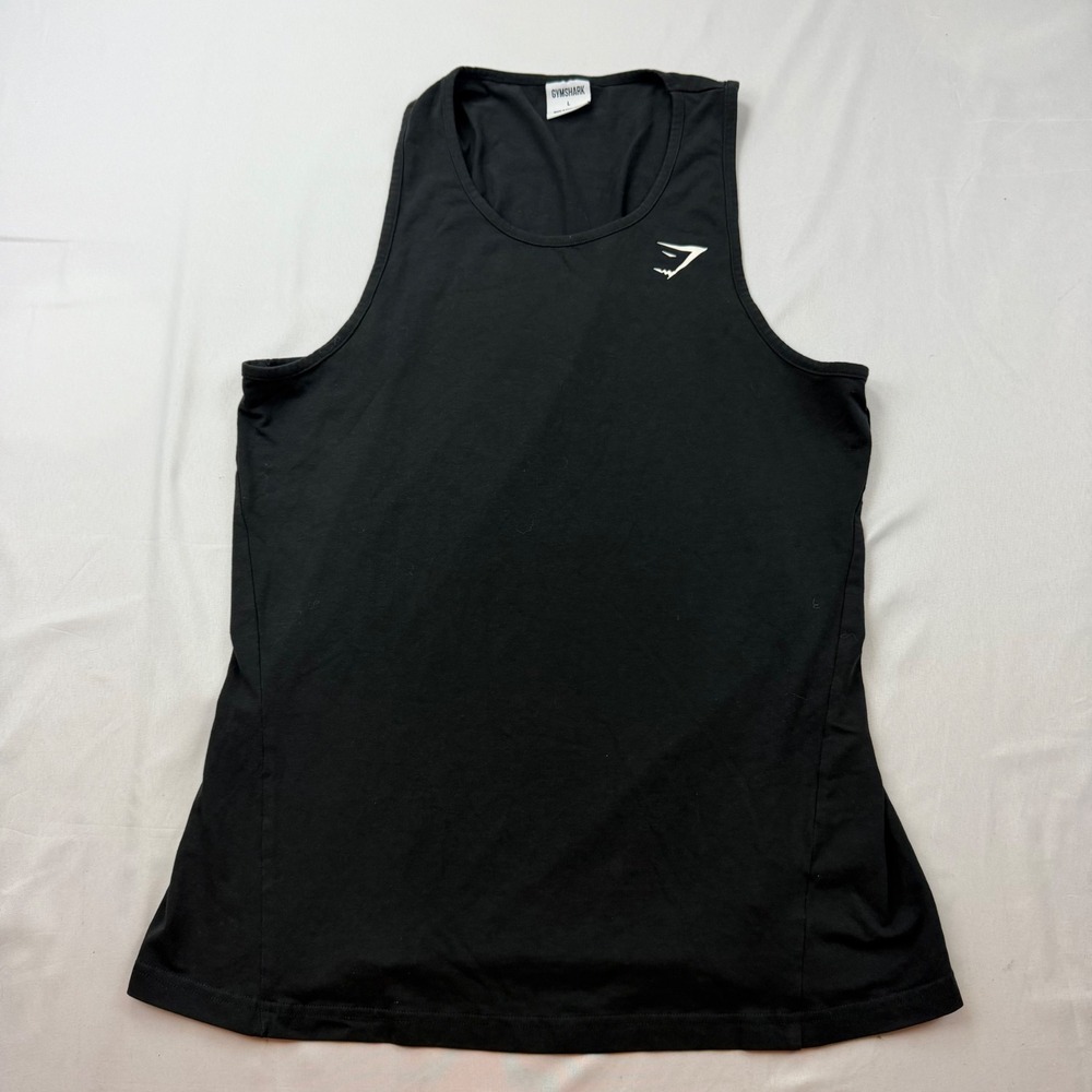 Gymshark Tank Top Mens Large Black Logo Activewear Training A2A1E